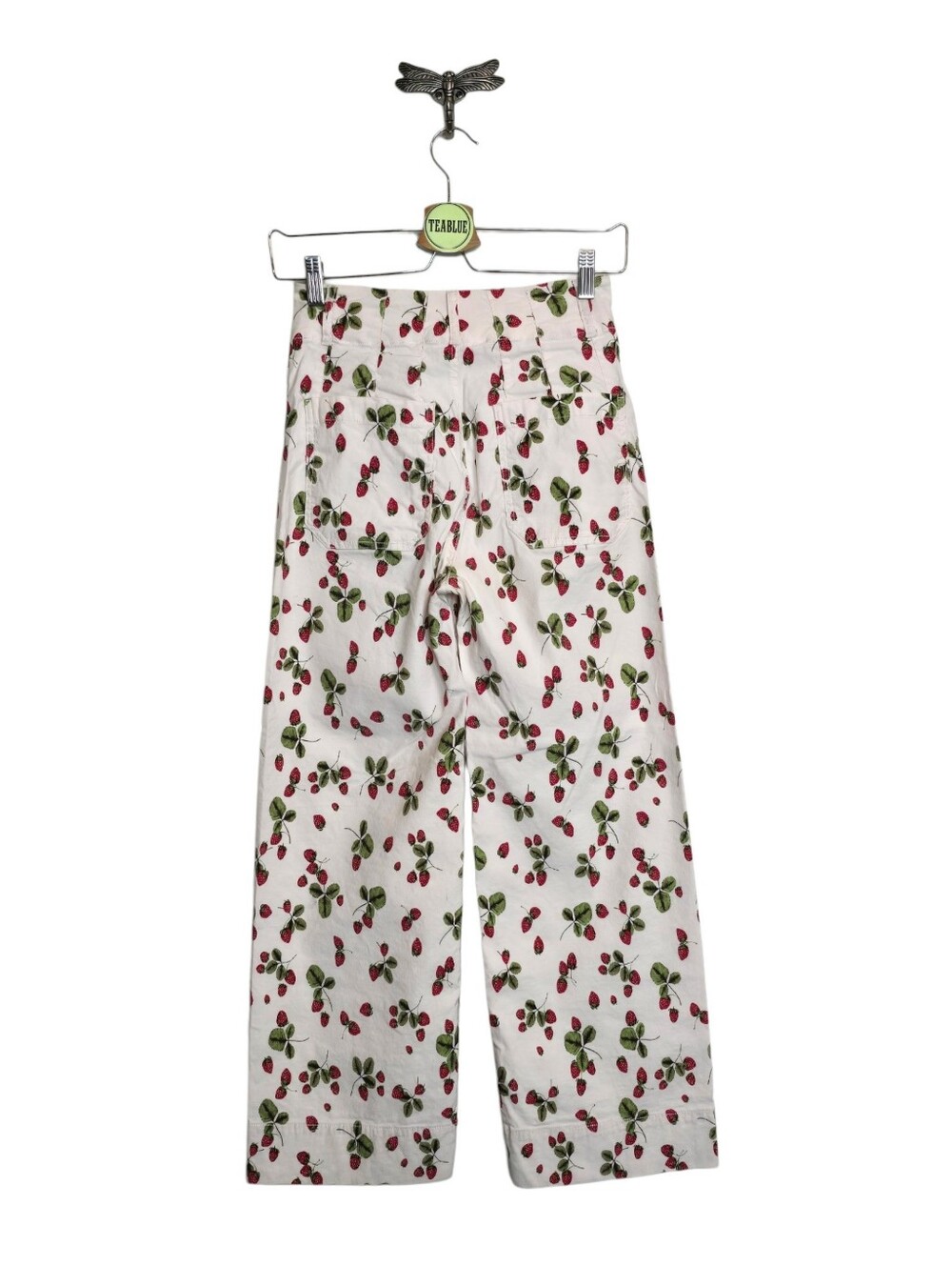 Maeve Colette Crop Wide Leg Linen Blend Pants Strawberry Print Size 25 - Picture 3 of 13